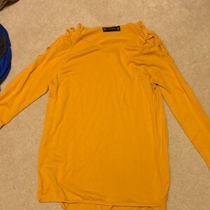 New York & Company Yellow Long Sleeve Blouse
